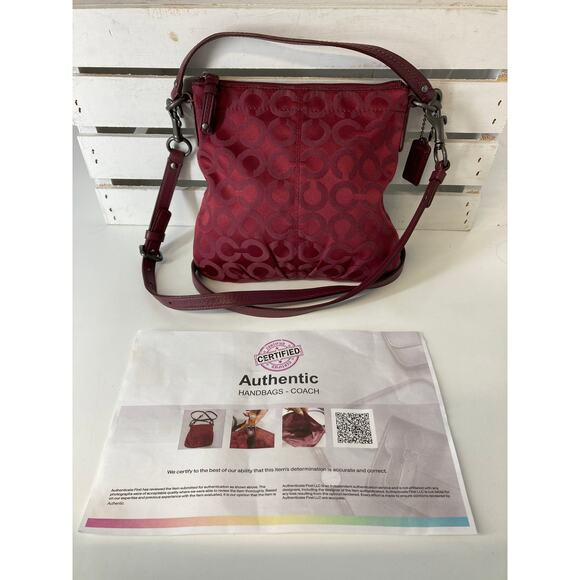 COACH 43107 SMALL WINE SIGNATURE PRINT CANVAS CROSSBODY BAG - Picture 1 of 15